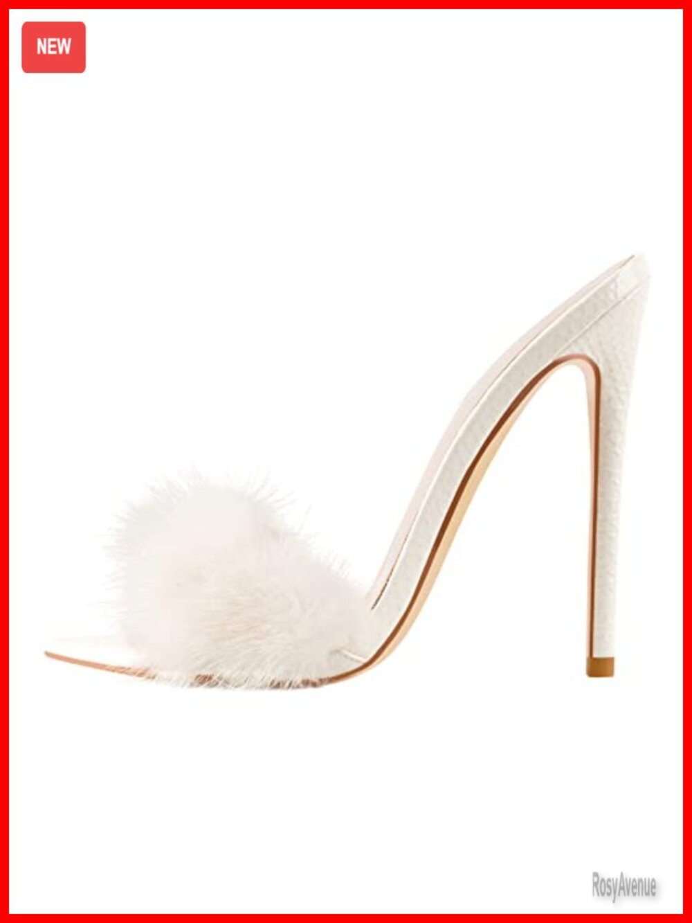 Faux Fur High Heel Mules Stiletto Peep Toe Slip On Sandals Party Prom